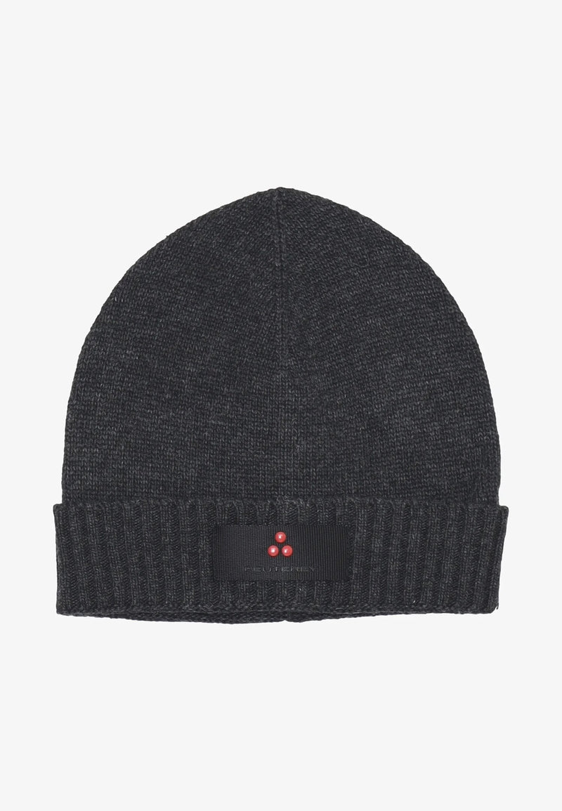 Peuterey berretto bambino grigio scuro in lana e cashmere con logo - GRIGIO | CammarataMode