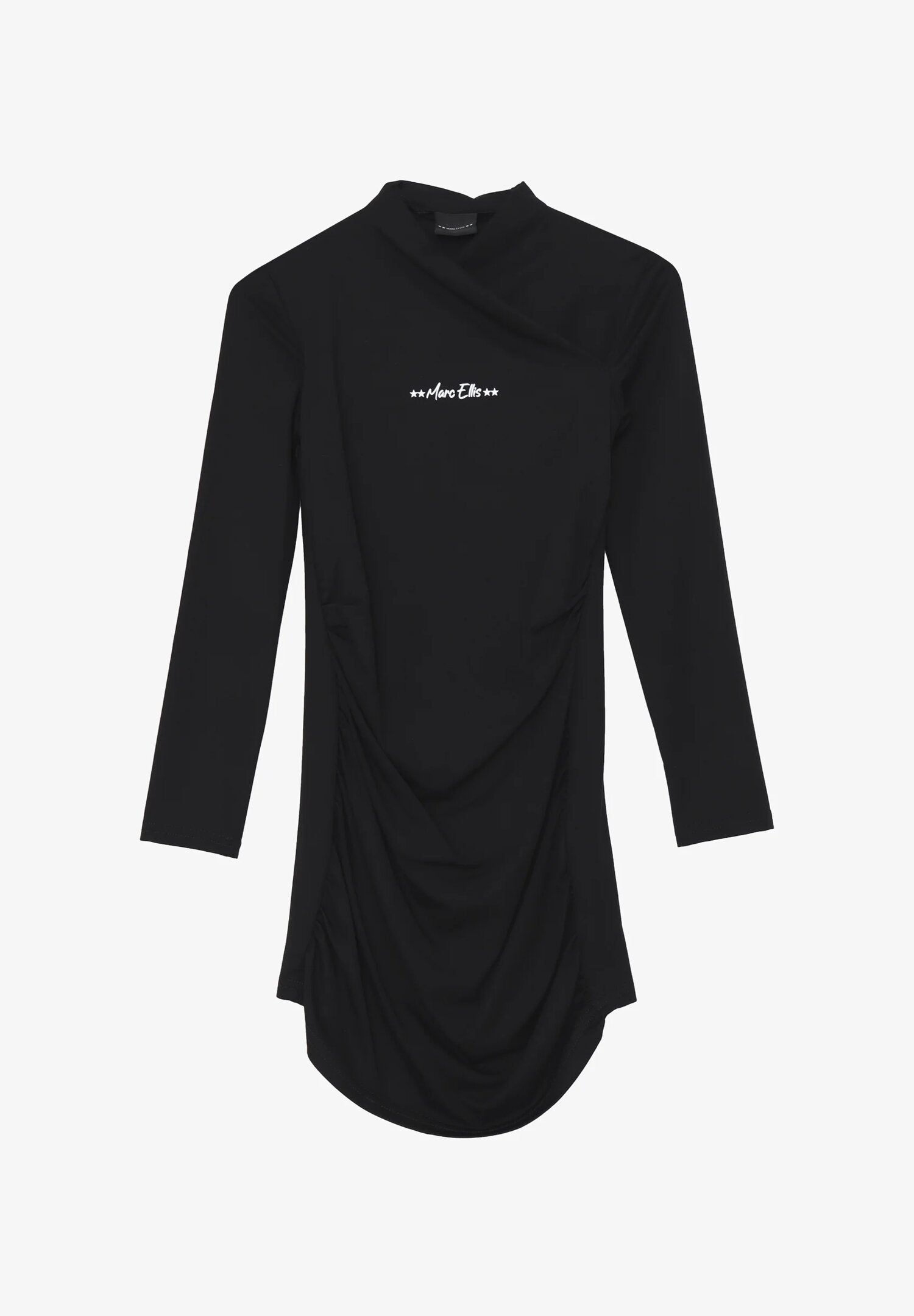 Marc Ellis Abito Nero Bambina Arricciato In Jersey Slim Fit Elegante AI25