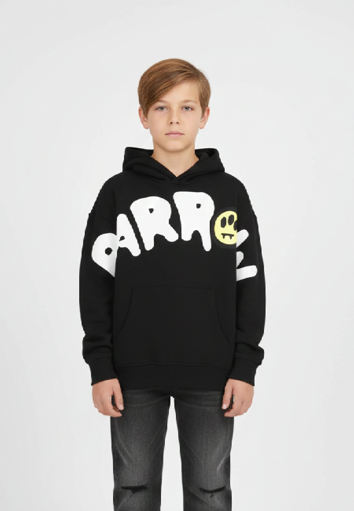 Barrow Felpa Nero Bambino In Cotone Con Cappuccio Invernale AI 25