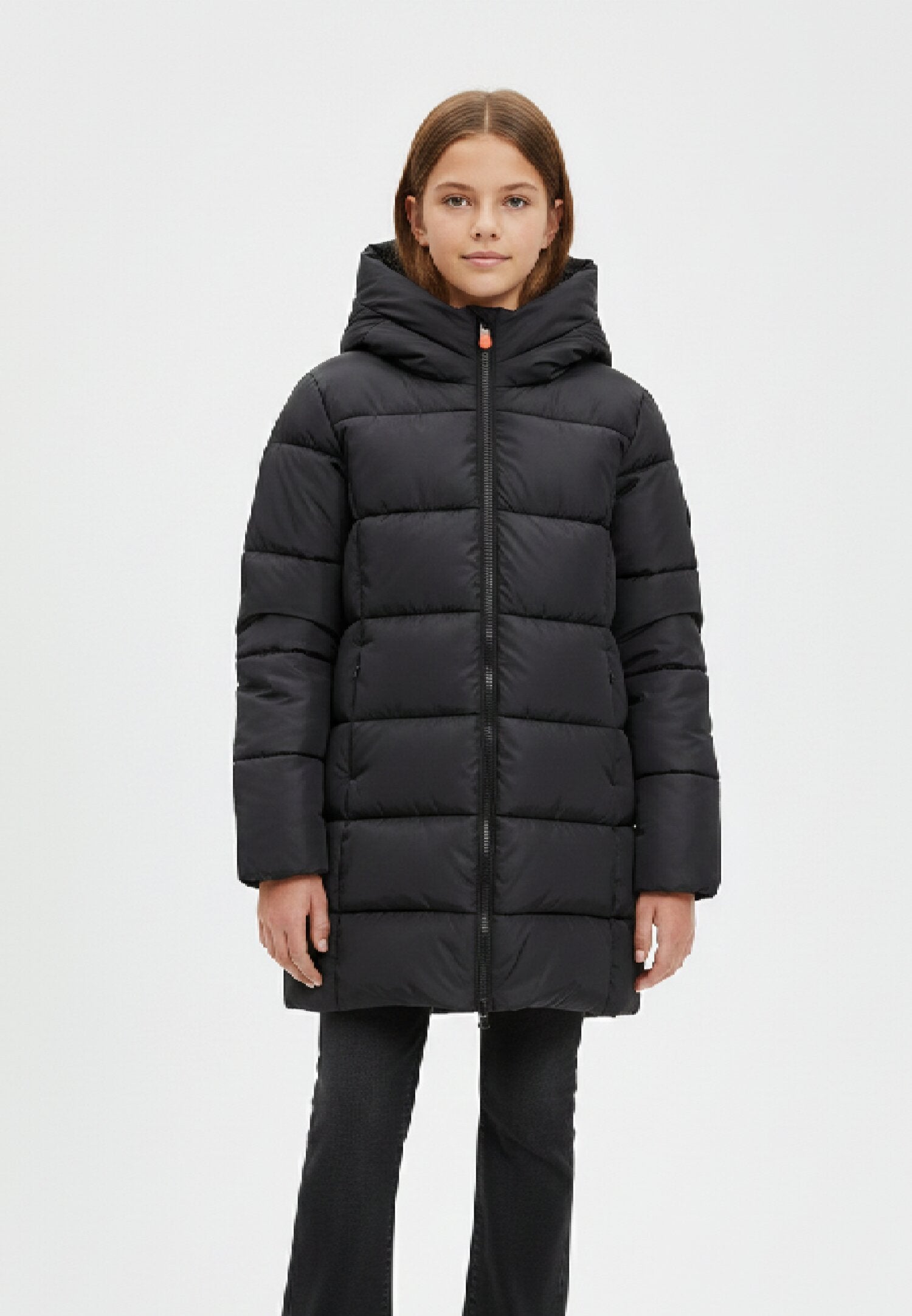 Save The Duck Giubbotto Bambina Nero In Nylon Con Cappuccio Invernale AI25