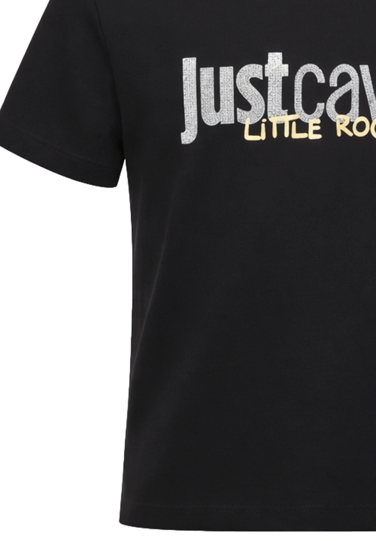 Just Cavalli Tshirt Nera Logo Strass Bambina Maniche Corte - JGP26195TS_