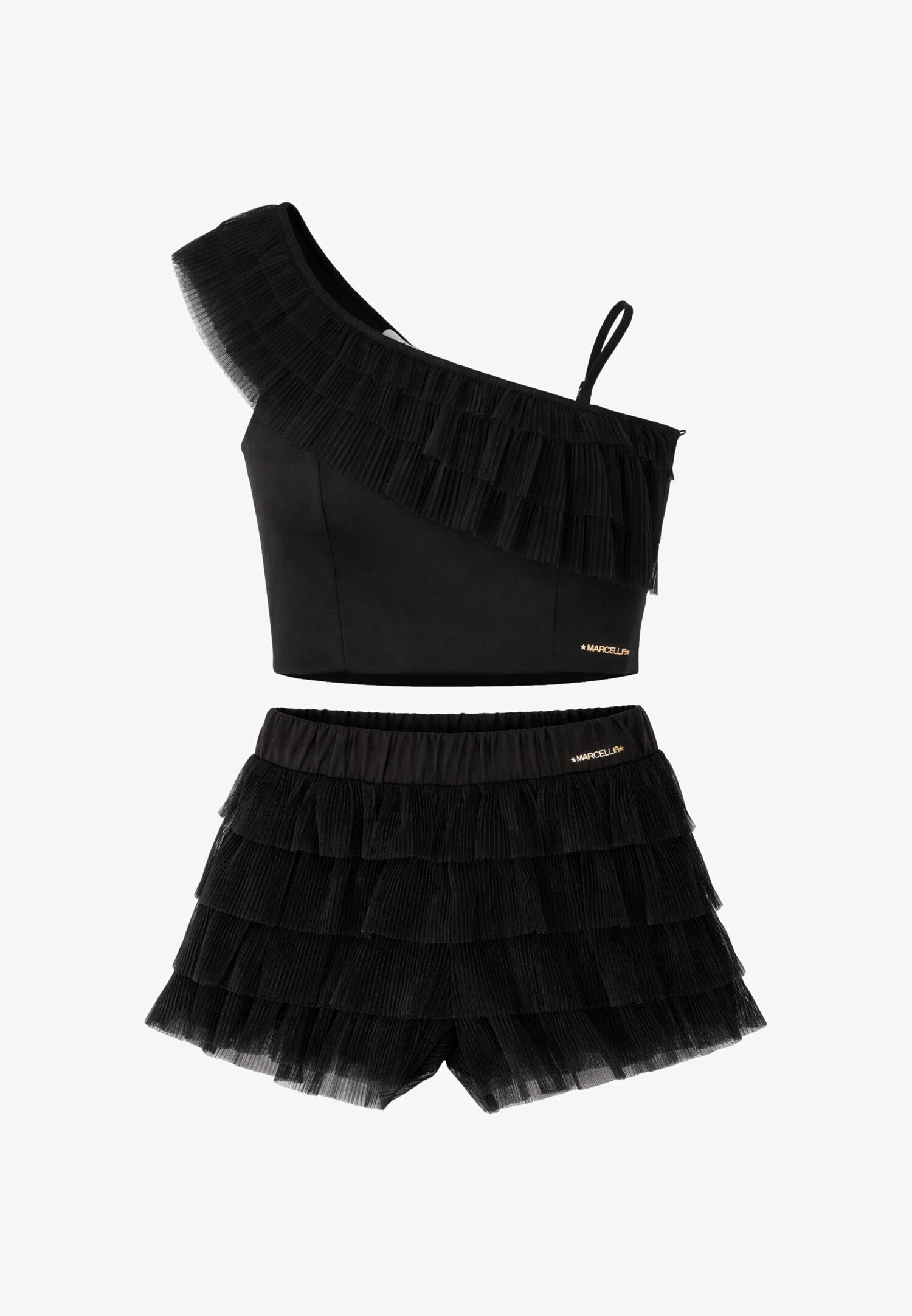 Marc Ellis Completo Nero Con Top Monospalla e Short Bambina 2924+2925_