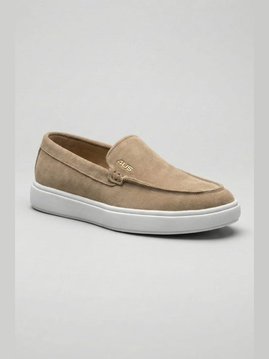 Cesare Paciotti scarpe beige uomo in camoscio mini logo