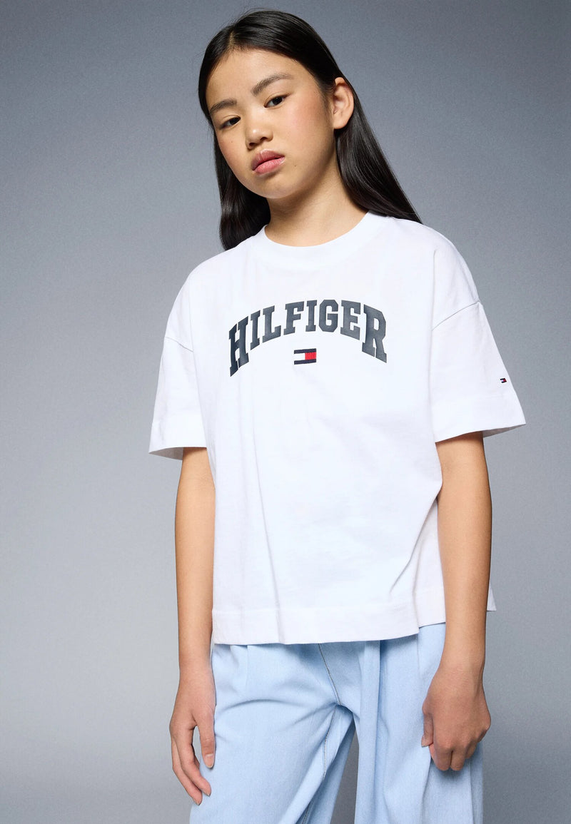Tommy Hilfiger t-shirt bianca bambina cotone estiva logo stampato - BIANCO | CammarataMode