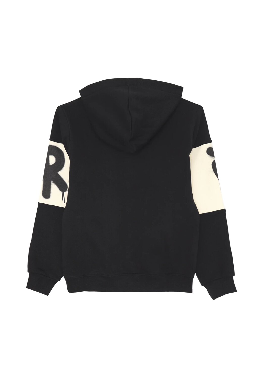 Disclaimer felpa con cappuccio bambino nera banda panna cotone inverno logo nero