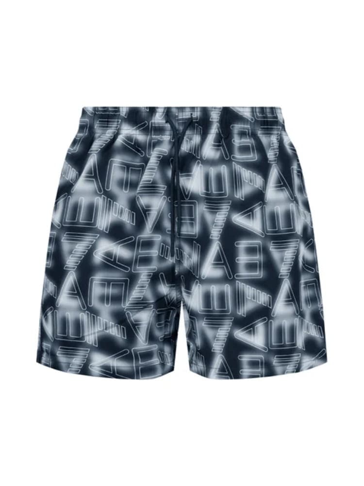 Emporio Armani costume da bagno boxer nero con logo neon all over