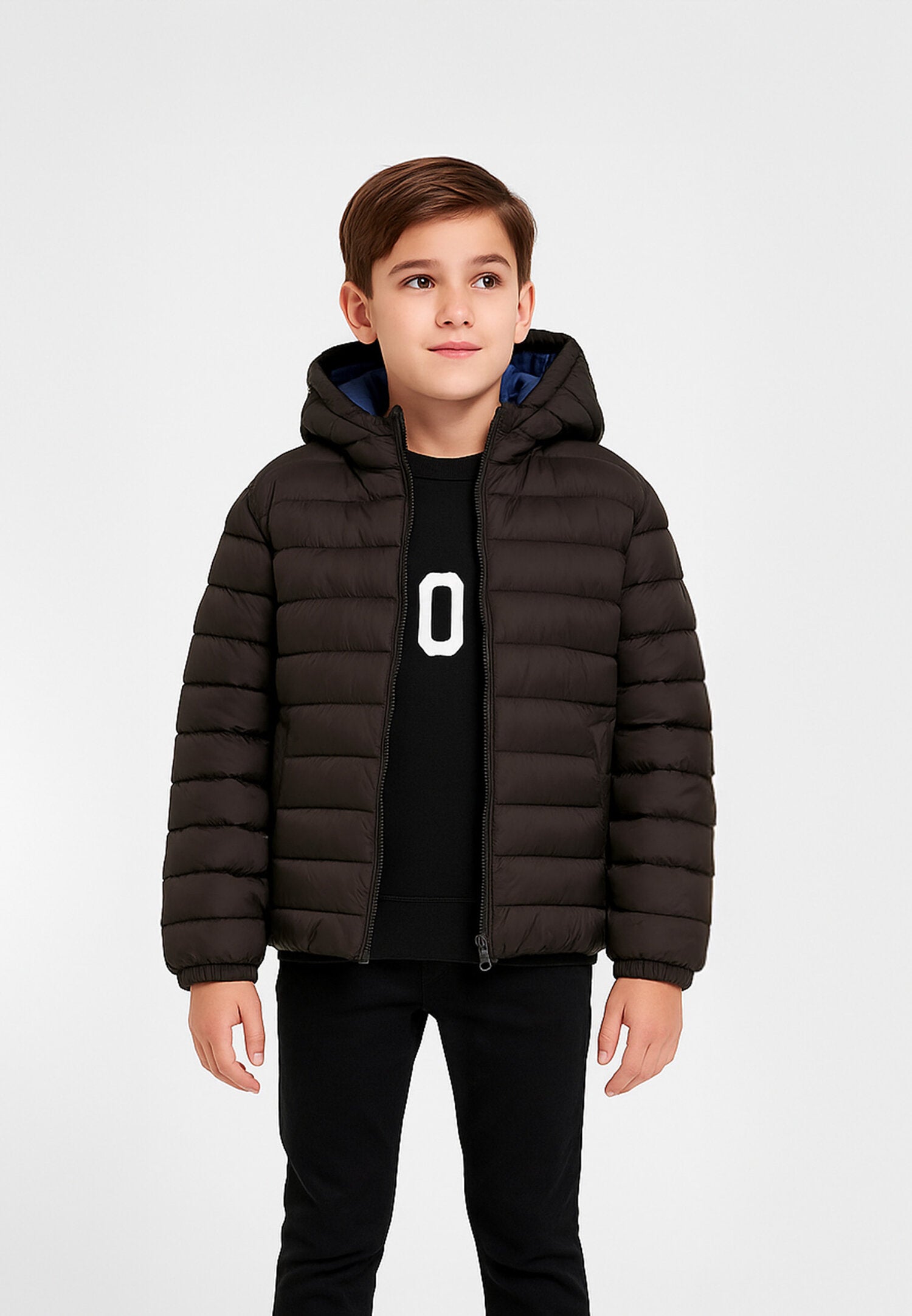 Bomboogie Giubotto Nero Bambino In Nylon Con Cappuccio Sportivo AI25