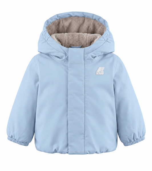 Kway giubbotto celeste con cappuccio bambino e neonato