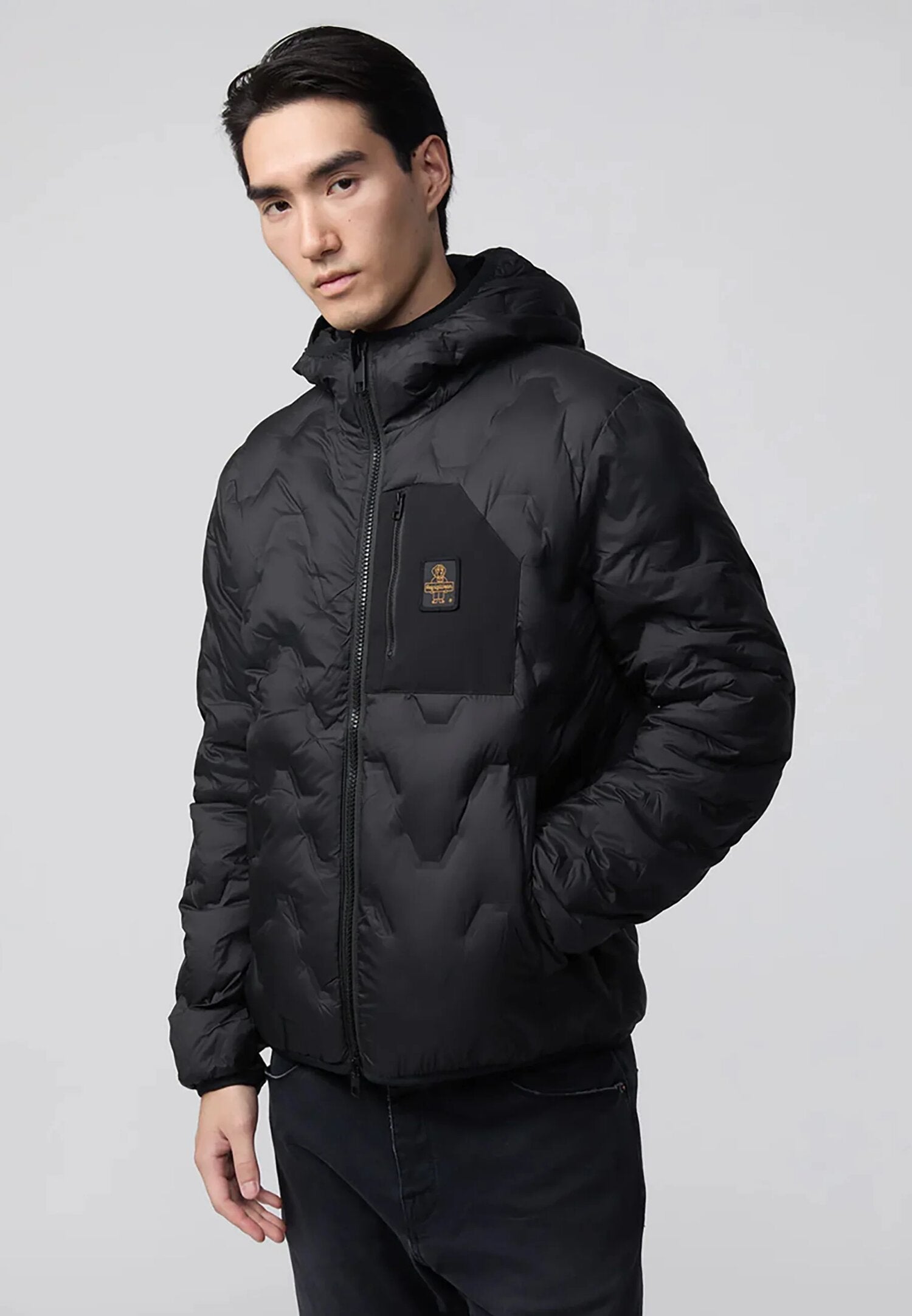 Refrigiwear Giubotto Nero Uomo Bomber In Nylon Con Cappuccio Quotidiano AI25