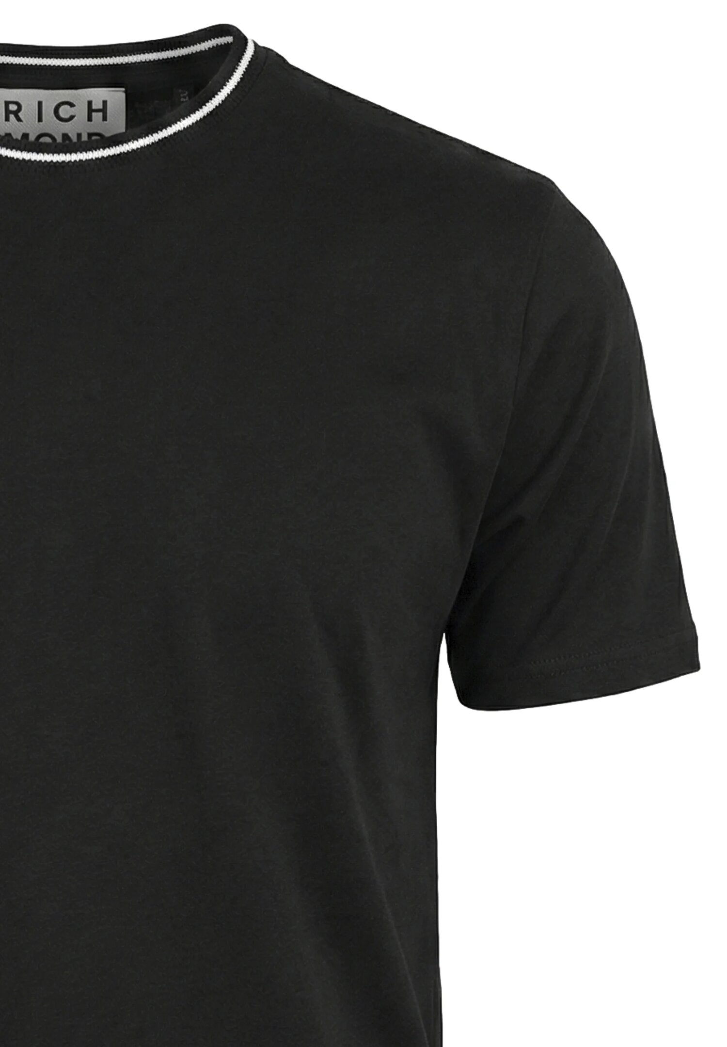 John Richmond Tshirt Nera Con Collo a Contrasto Uomo UMP26335TS_