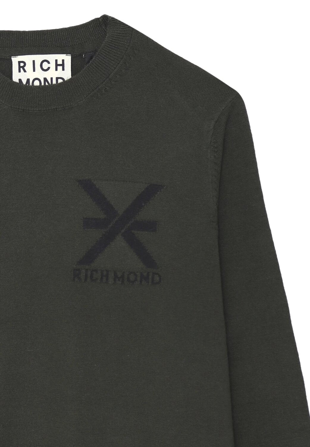 John Richmond maglione uomo verde lana logo a contrasto | CammarataMode