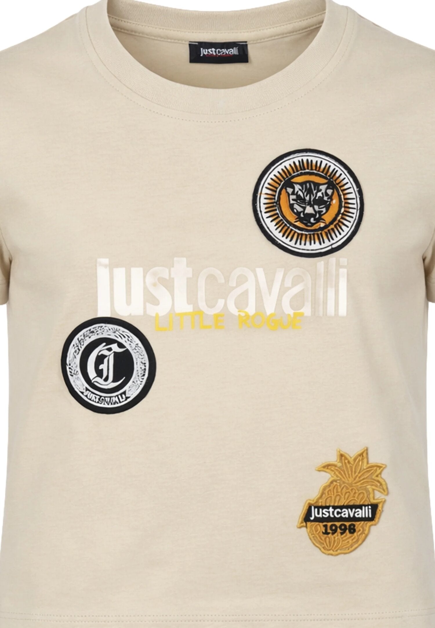 Just Cavalli Tshirt Beige Con Patch Bambino Maniche Corte - JIP26088TS_