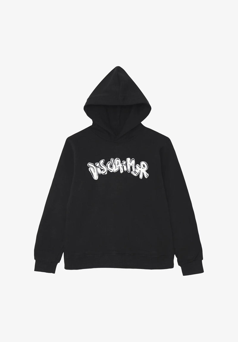 Disclaimer felpa con cappuccio bambino nera cotone inverno logo bianco - NERO | CammarataMode