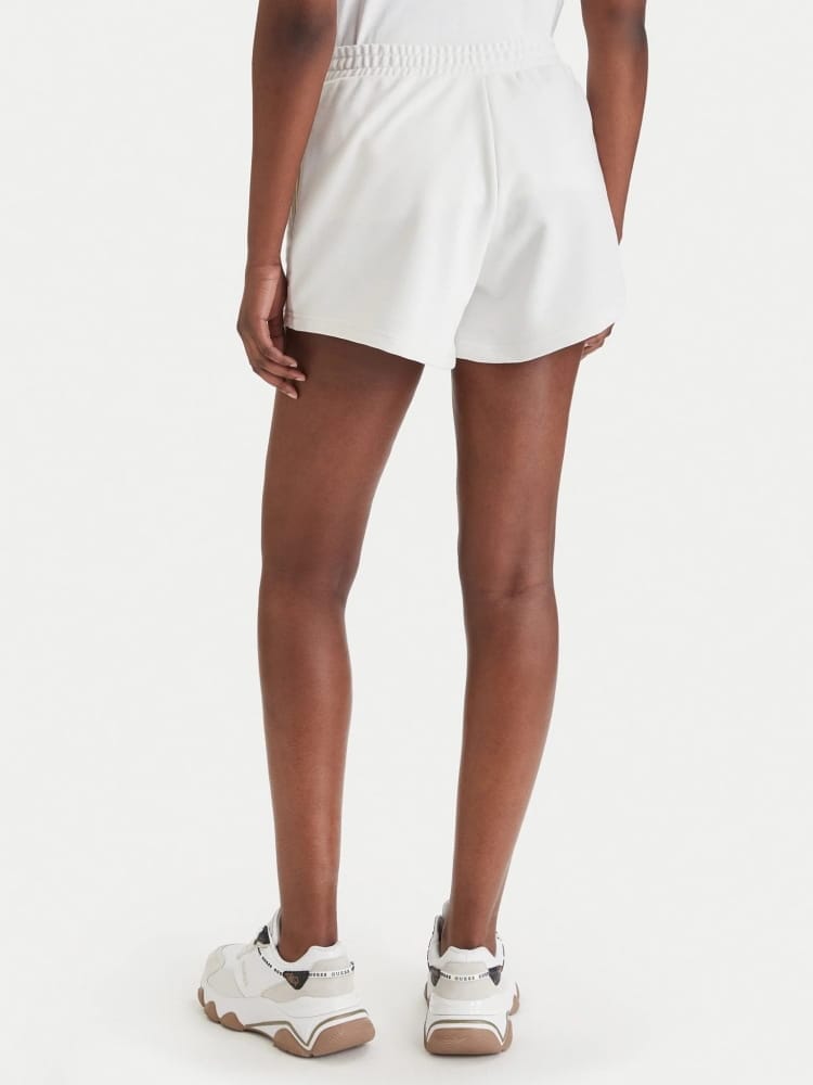Guess shorts bianco donna mini logo con strass