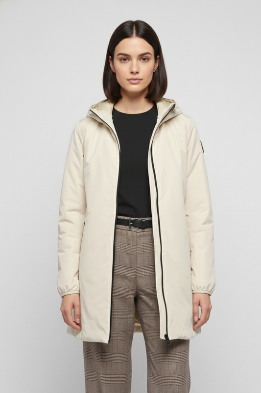 Ciesse Piumini giubbotto lungo donna Matilda beige con cappuccio