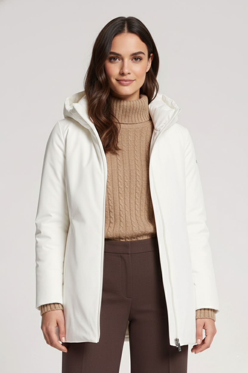 Ciesse Piumini giubbotto lungo donna Mire bianco con cappuccio