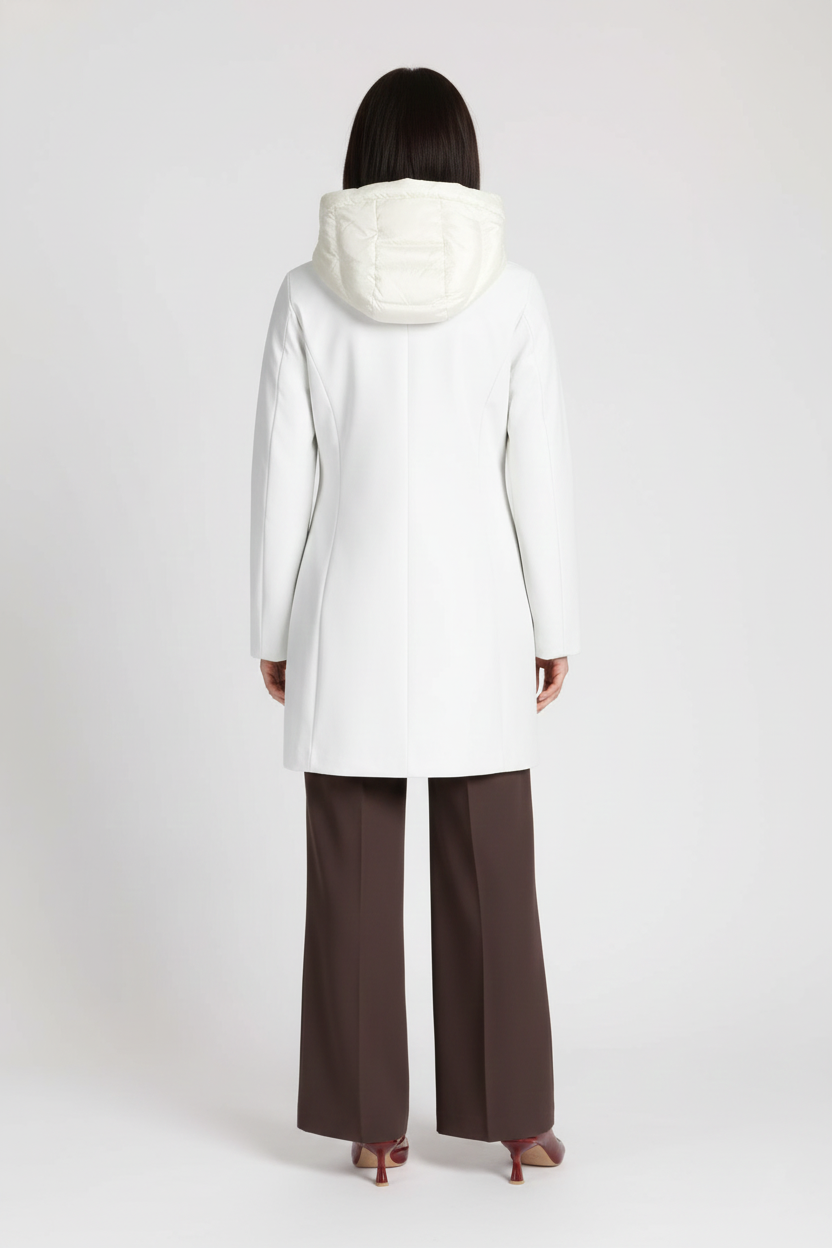 Ciesse Piumini giubbotto lungo donna Mire bianco con cappuccio