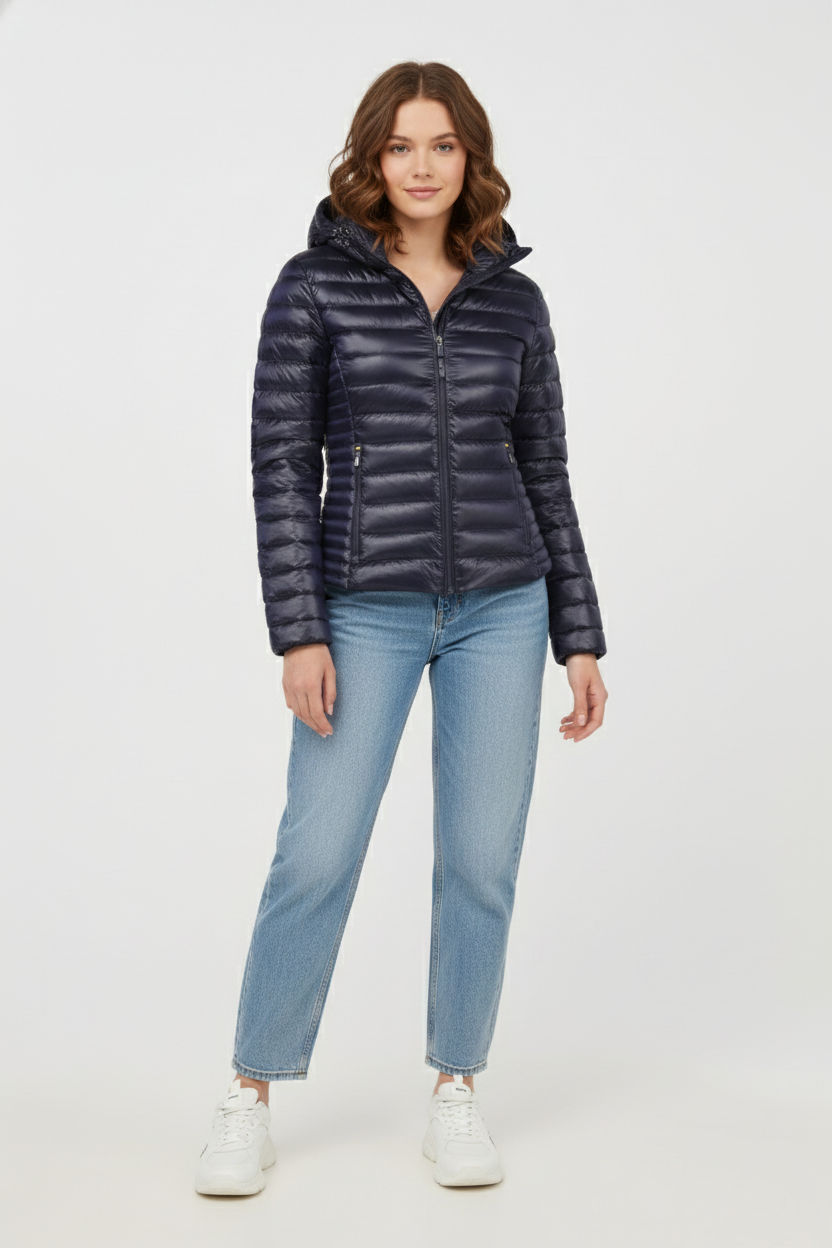 Ciesse Piumini Aghata giubbotto donna blu navy con cappuccio