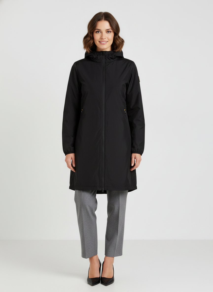 Ciesse Piumini giubbotto lungo donna Matilda nero con cappuccio