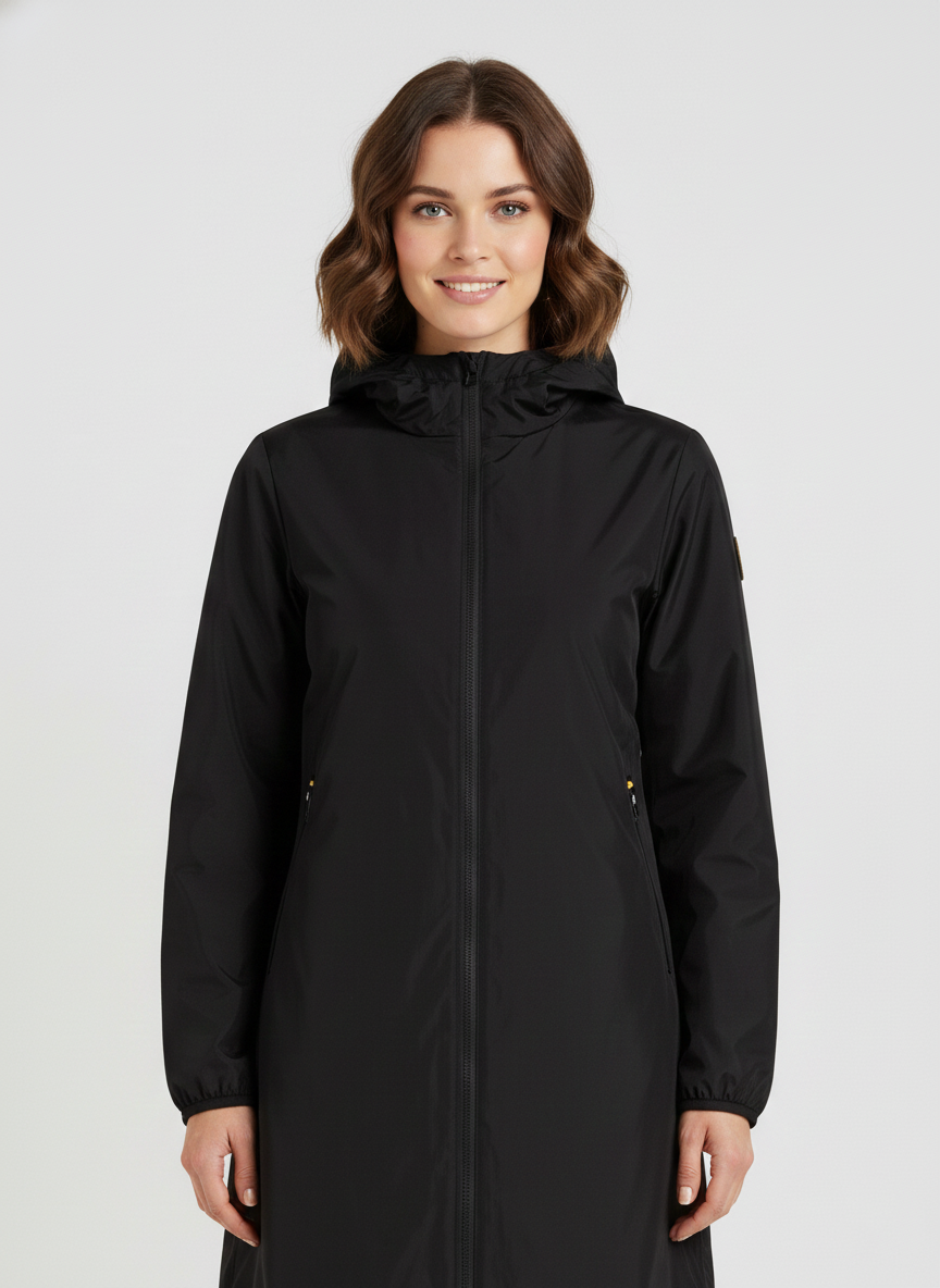 Ciesse Piumini giubbotto lungo donna Matilda nero con cappuccio