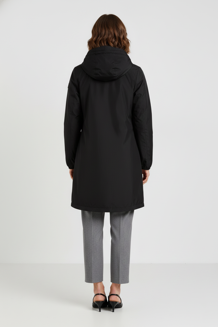 Ciesse Piumini giubbotto lungo donna Matilda nero con cappuccio