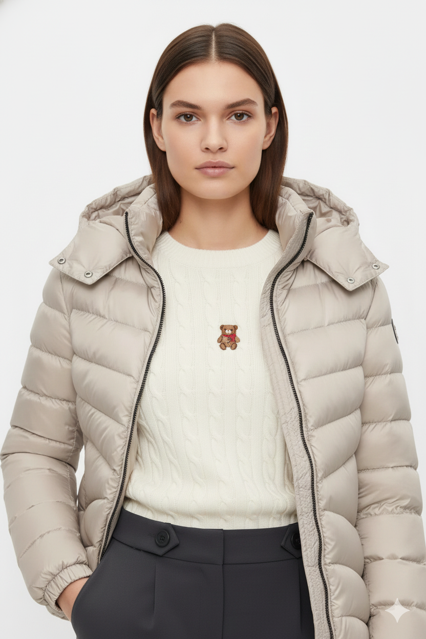 Colmar Piumino Donna Avorio Imbottito con Cappuccio