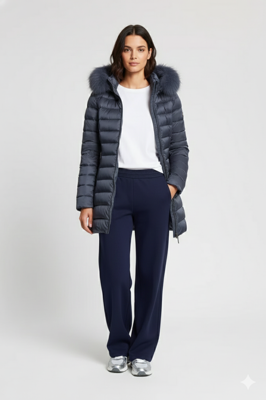 Colmar Piumino da Donna Grigio Imbottito con Cappuccio