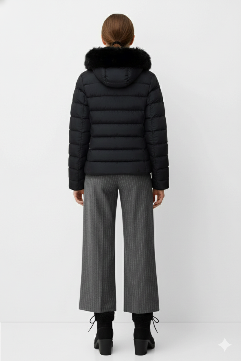 Colmar Piumino Donna Nero con Cappuccio e Eco-pelliccia