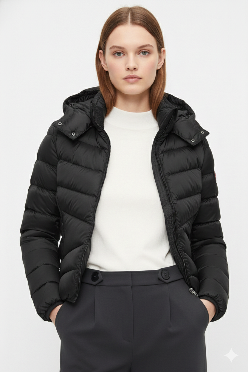 Colmar Piumino Donna Nero Trapuntato con Cappuccio