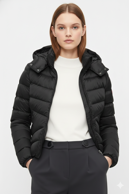 Colmar Piumino Donna Nero Trapuntato con Cappuccio