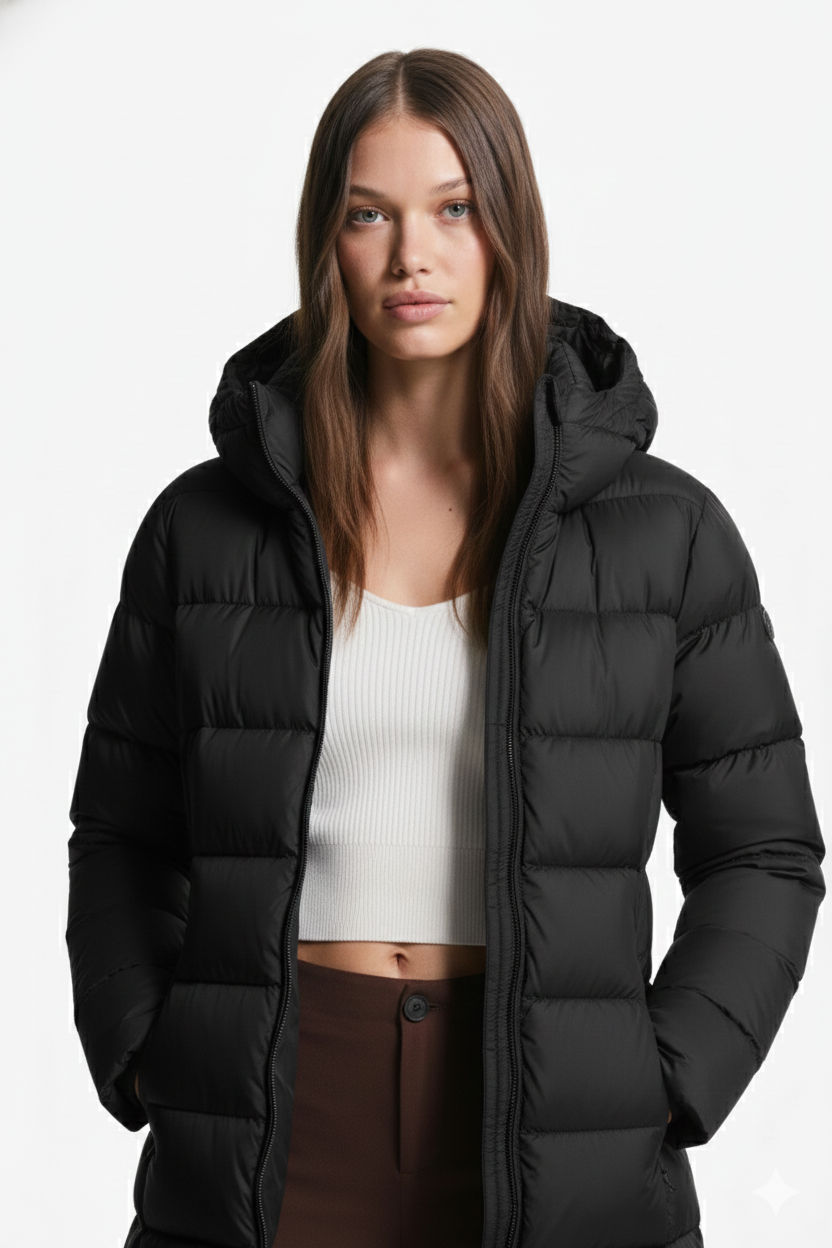 Colmar Piumino da Donna Nero Imbottito con Cappuccio
