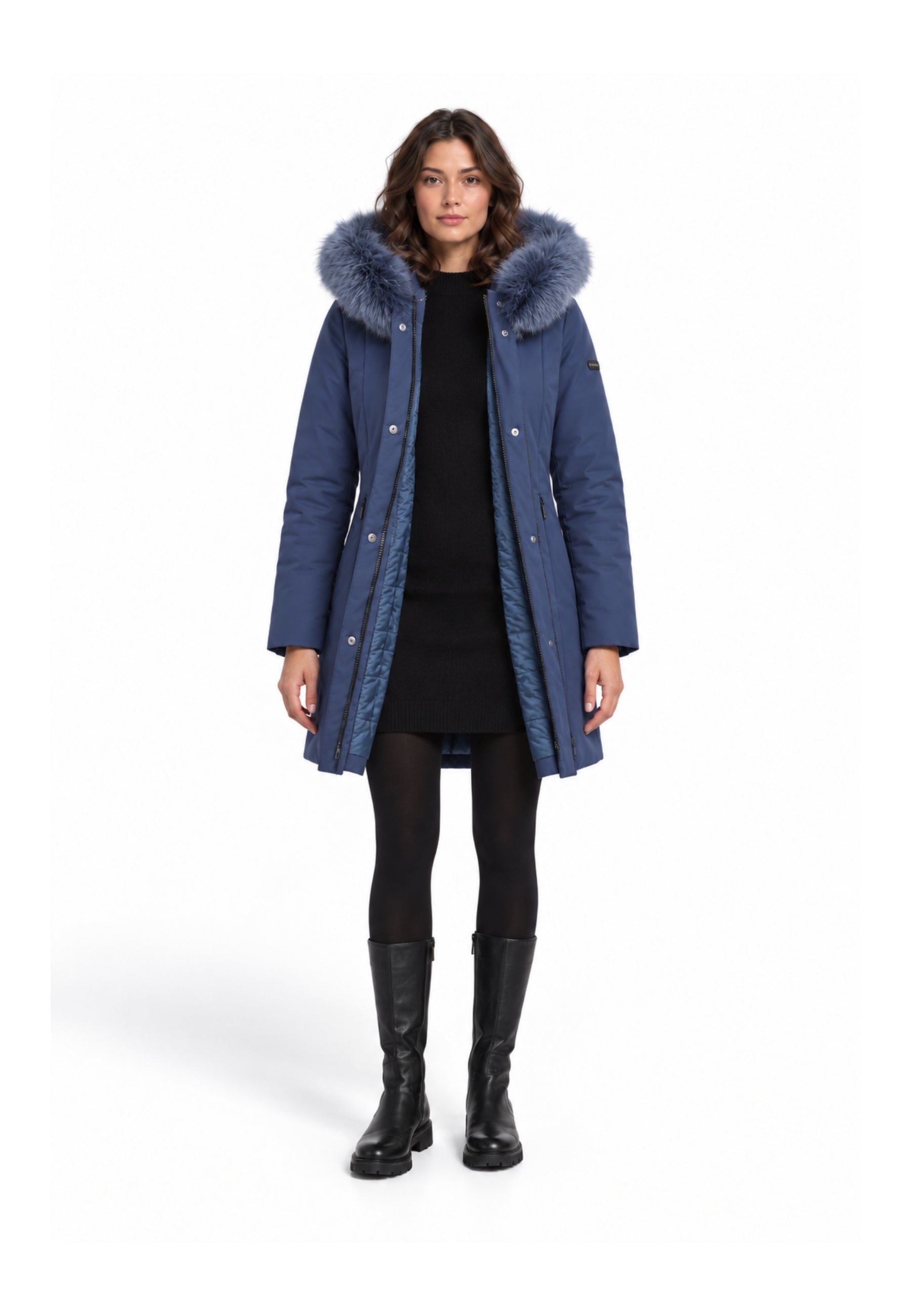REFRIGIWEAR GIUBBOTTO BLU CON CAPPUCCIO E PELLICCIA Donna LADY TECH FUR JACKET.BLU_