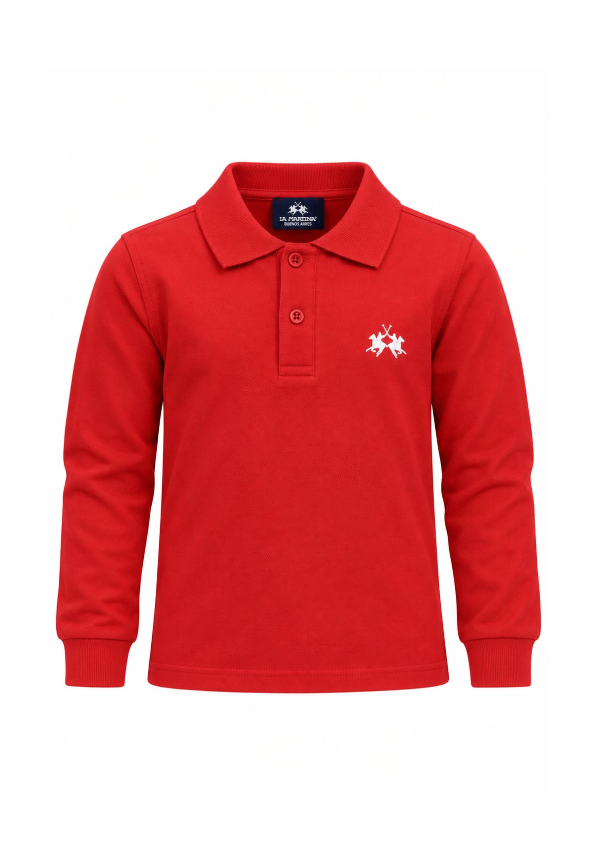 LA MARTINA POLO ROSSA LOGO RICAMATO MANICHE LUNGHE Bambini e ragazzi MAB0356.RO_