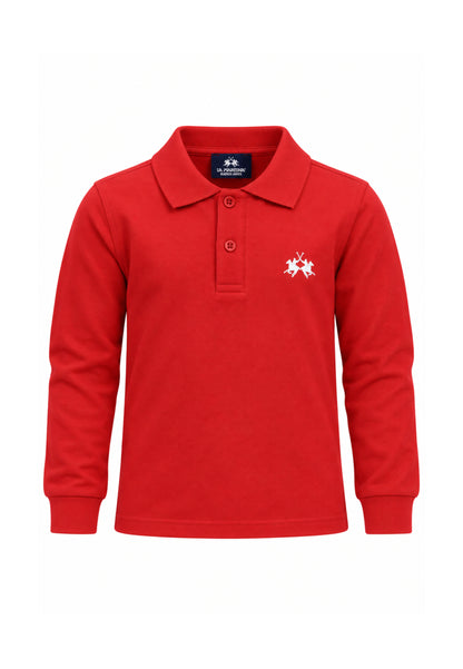 LA MARTINA POLO ROSSA LOGO RICAMATO MANICHE LUNGHE Bambini e ragazzi MAB0356.RO_