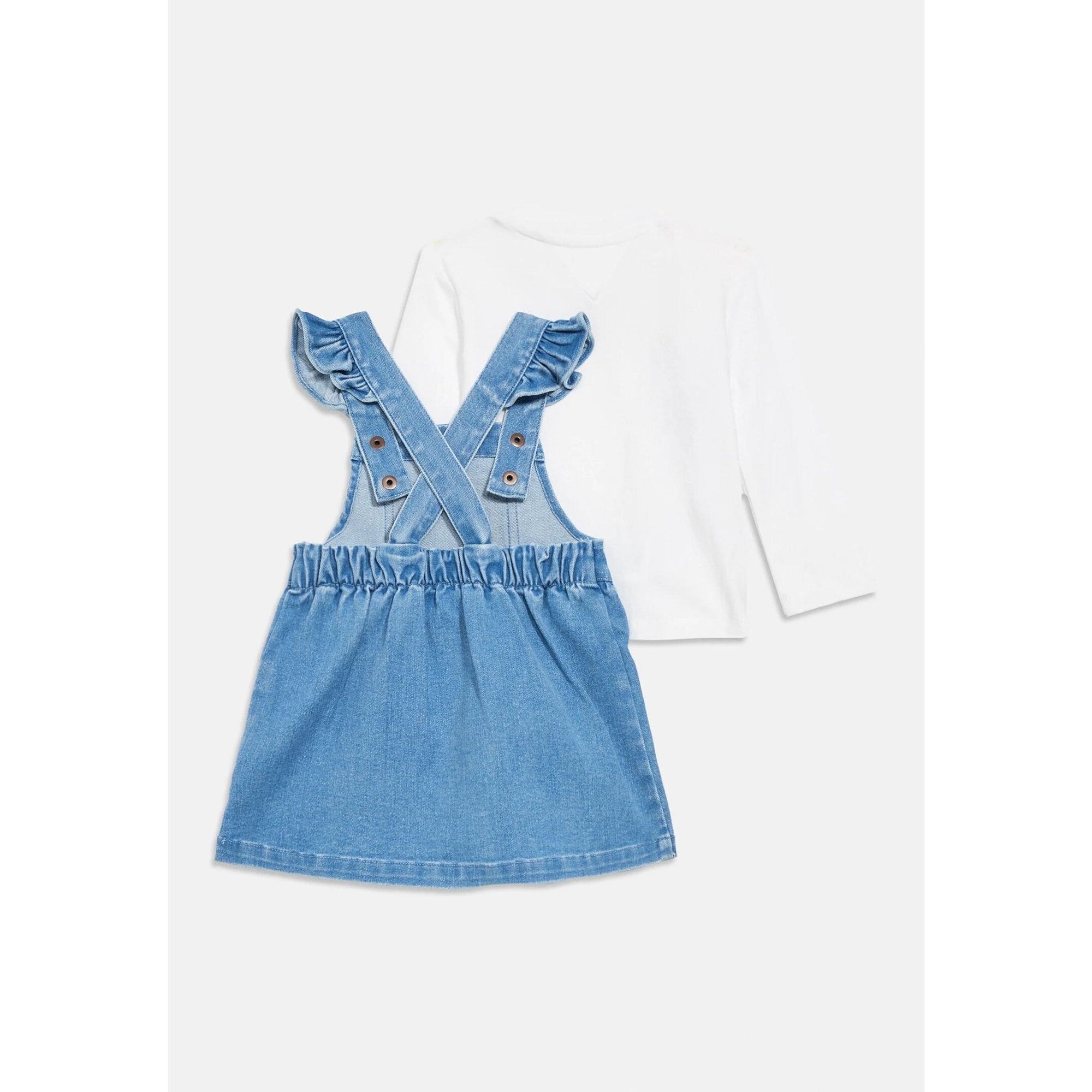 Tommy Hilfiger Set Salopette Bambina In Cotone Maniche Lunghe Passeggio PE26