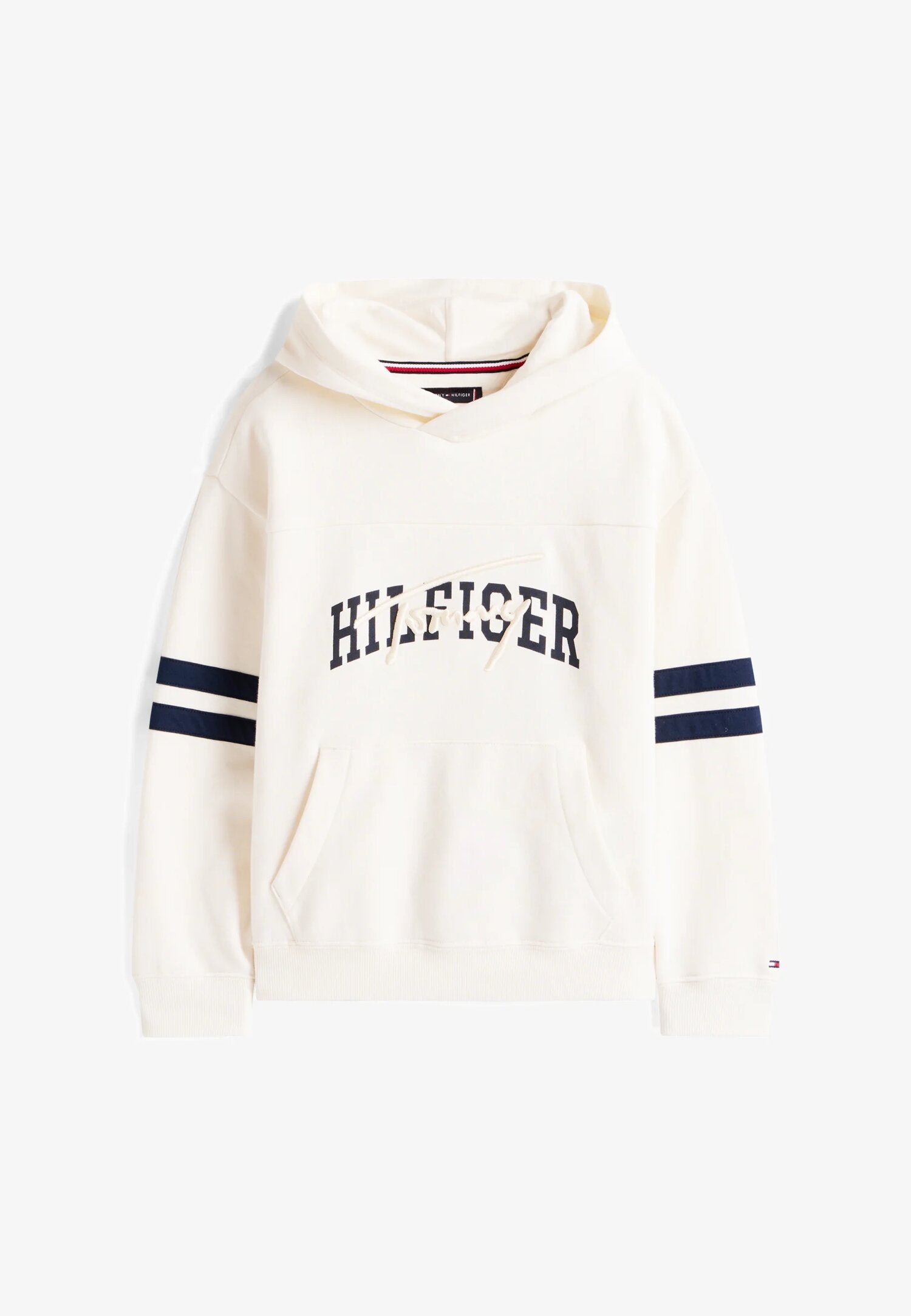 TOMMY HILFIGER – Felpa con Cappuccio Bambino in Cotone con Logo Grafico e Bande