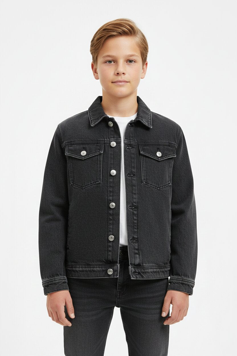 Calvin Klein Camicia Jeans Nero Bambino Con Bottoni Mezza Stagione PE26