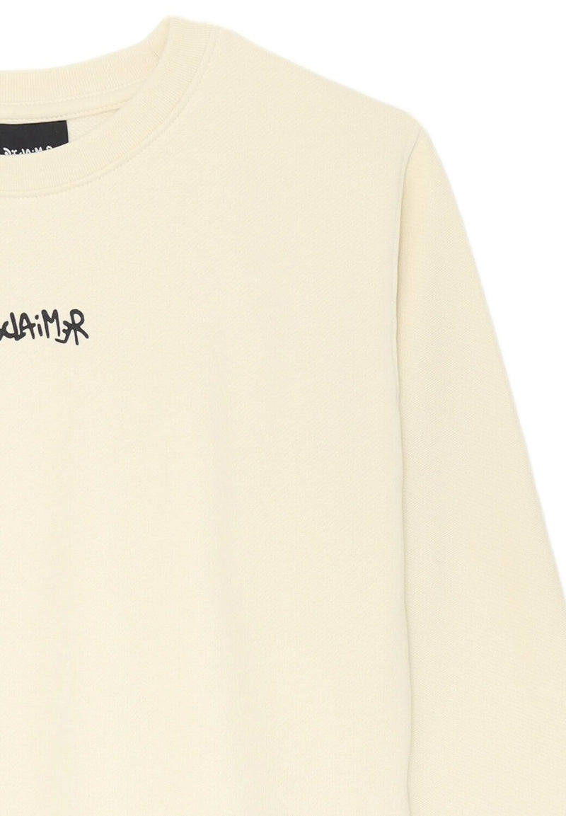 Disclaimer felpa bambino off white cotone inverno logo - PANNA | CammarataMode