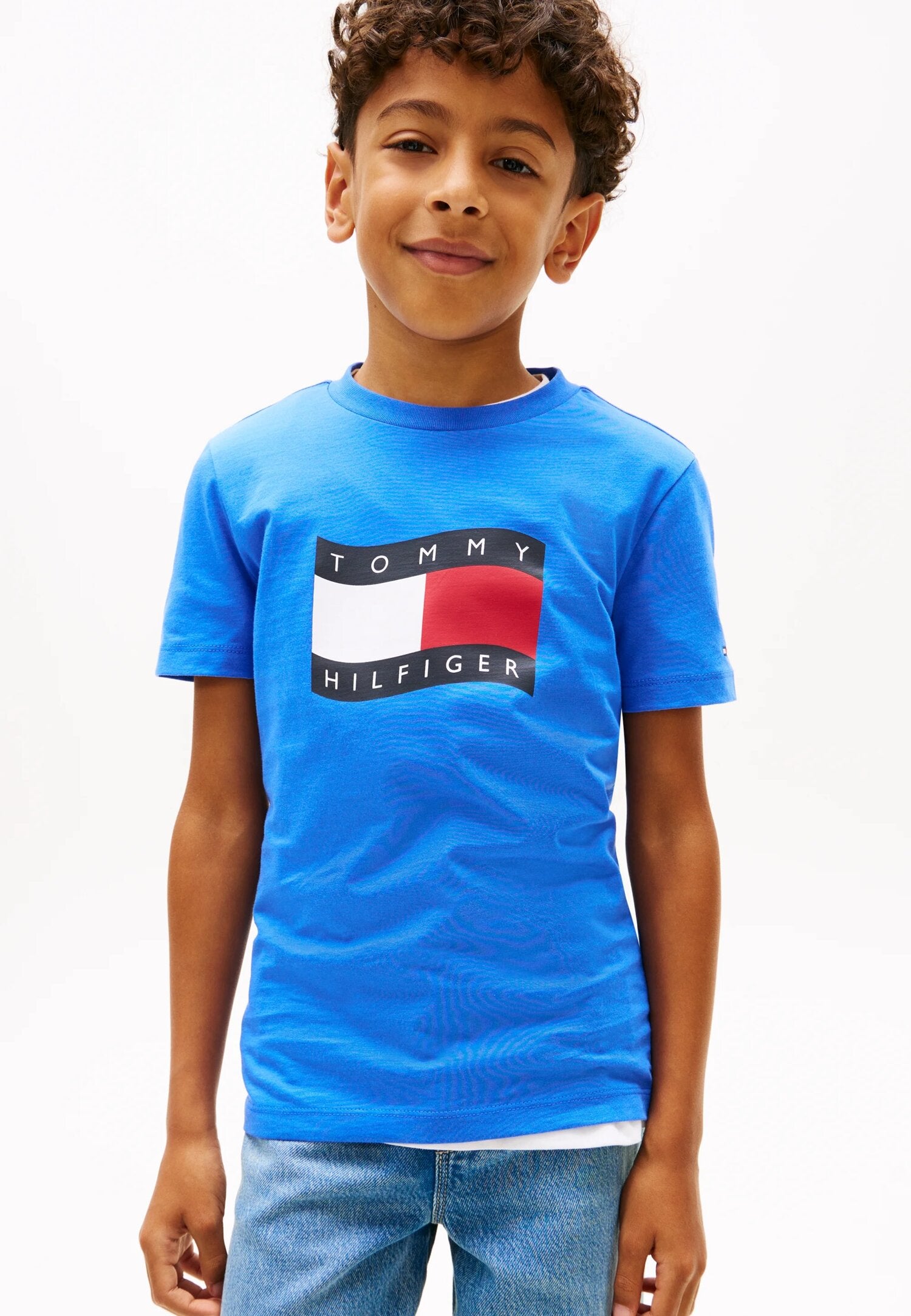 Tommy Hilfiger Tshirt Logo Bandiera Blu Cobalto Estiva Bambino KB0KB10275C6H_