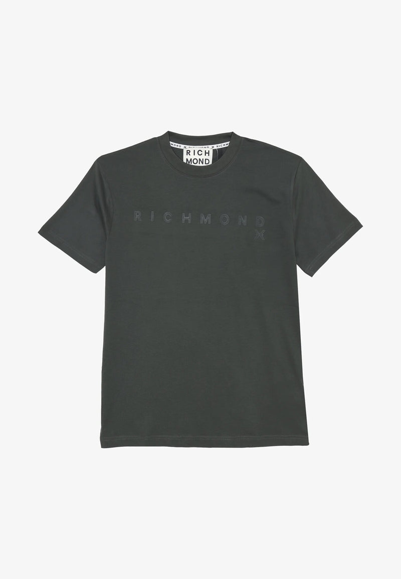 John Richmond t-shirt uomo verde evergreen in cotone con logo - VERDE SCUR MILITARE | CammarataMode