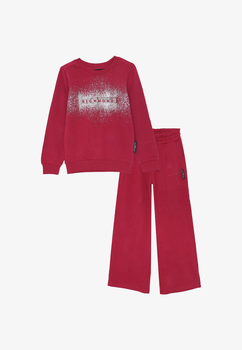 John Richmond tuta bambina berry 2-12 anni in cotone con logo - VINACCIO | CammarataMode