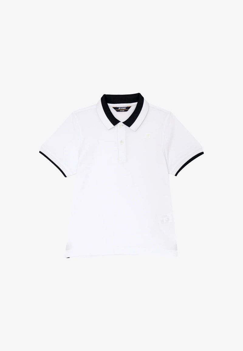 K-Way Polo White Child Kids Junior Contrast Collar - WHITE | CammarataMode