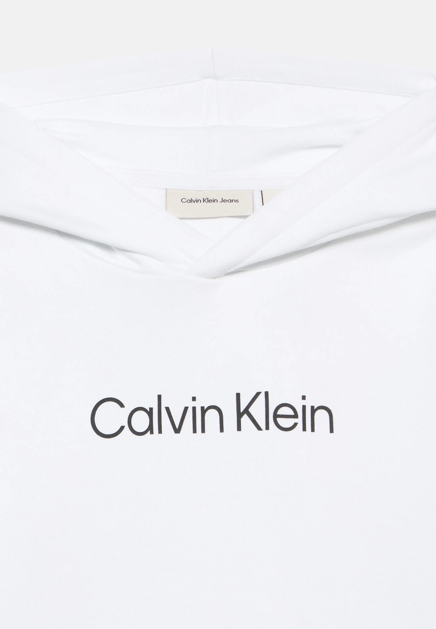 Calvin Klein Felpa Bianca Con Cappuccio Logo Centrale Bambino LV1CKTJB09YAF_