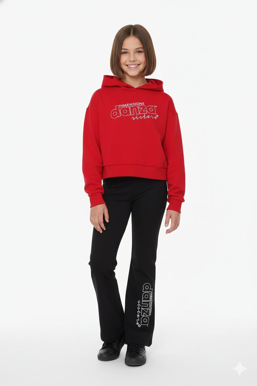 Dimensione Danza Completo Bambina Leggings Zampa In Cotone Con Cappuccio Sport