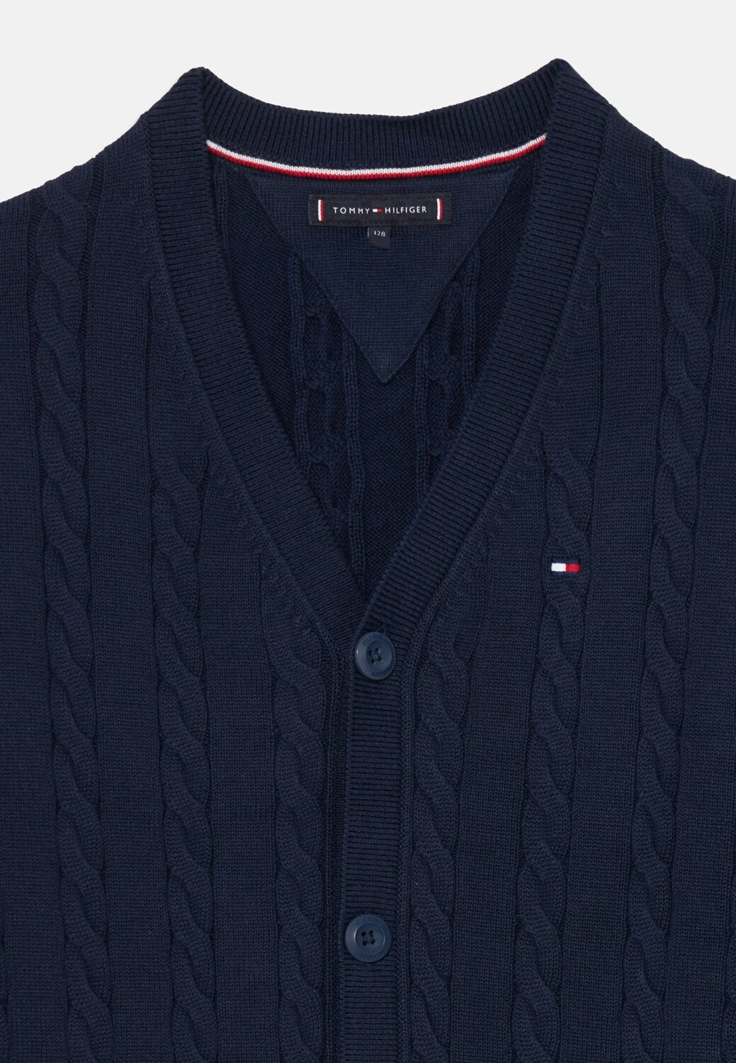 Tommy Hilfiger Cardigan Neonato Cable Global - Blu Navy