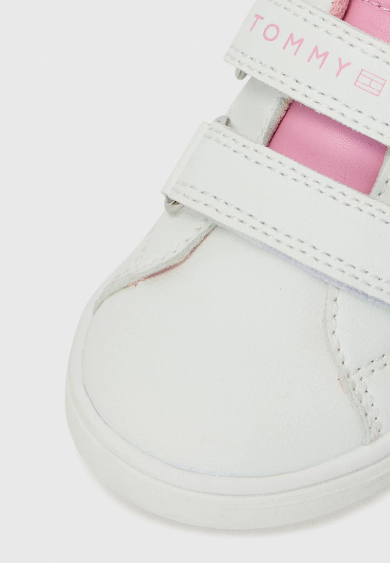 Tommy Hilfiger sneakers basse bambina bianche rosa velcro estive - BIANCO | CammarataMode