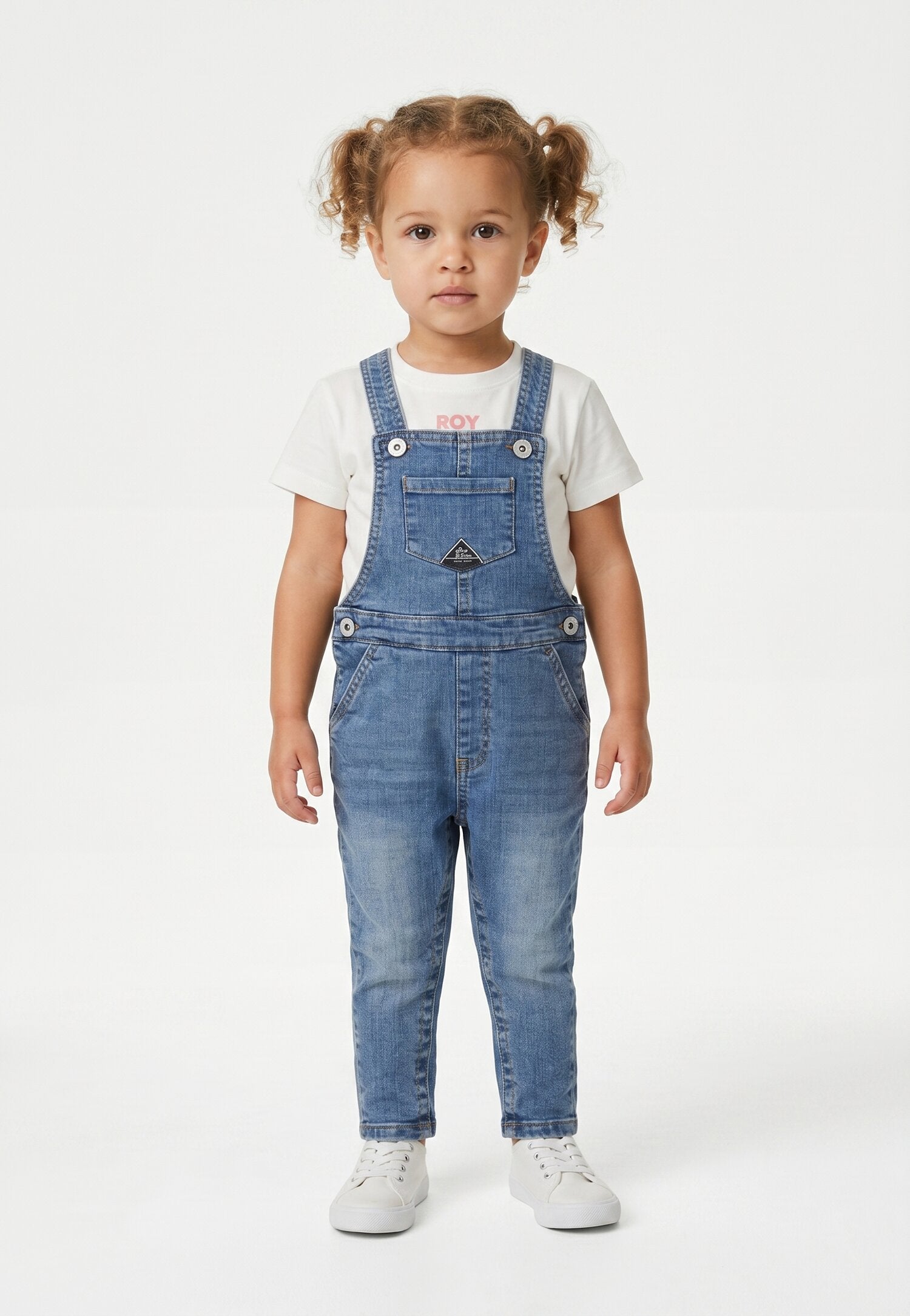 Roy Roger's Salopet Di Jeans Con t-Shirt Bianca Neonata RG201/K1ROSA_