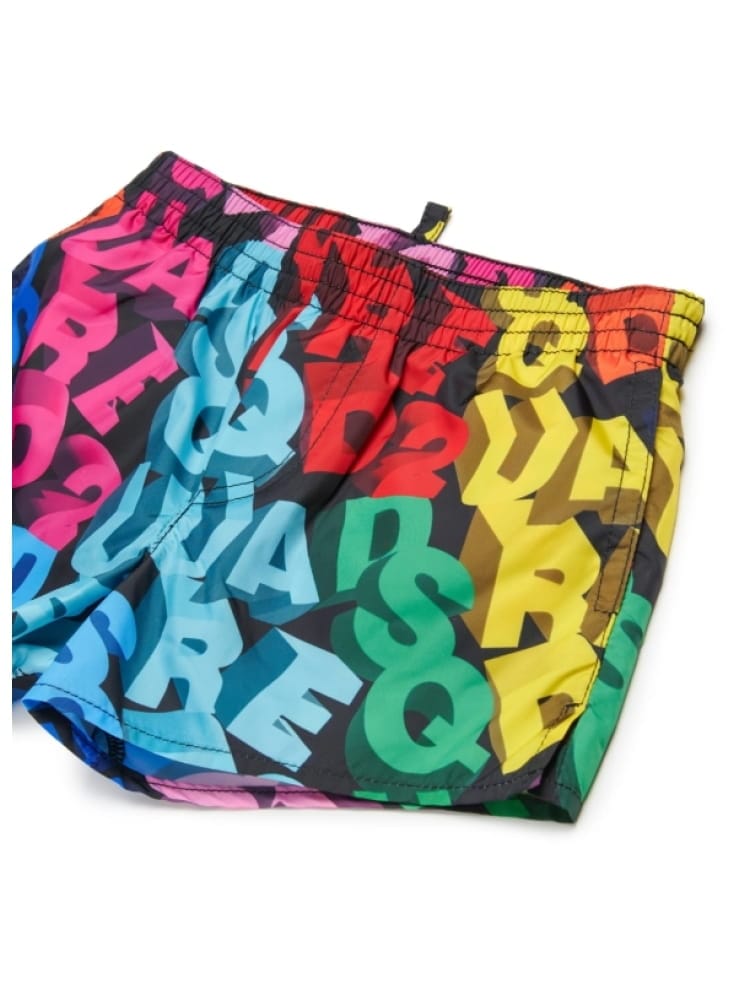 Dsquared costume da bagno infant multicolor con logo 3d Bambino