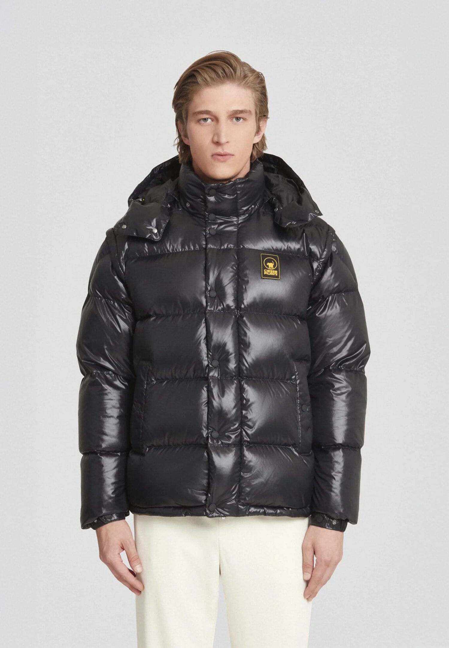 Ciesse Piumini Giubbotto Nero Uomo In Nylon Con Cappuccio Invernale AI25