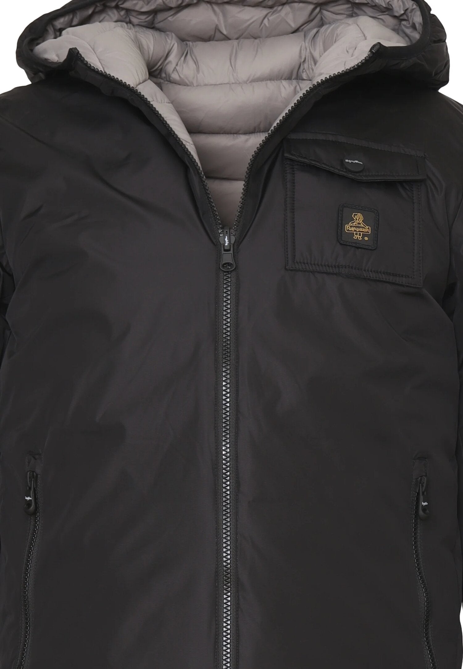 Refrigiwear Giubbotto Nero Bambino In Nylon Con Cappuccio Reversibile AI25